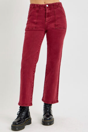 Charlesies High Rise Straight Jeans with Patch Pockets