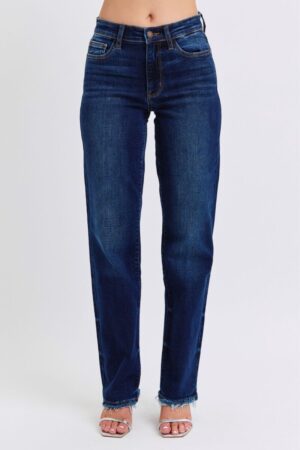 Charlesies Raw Hem Straight Leg Jeans
