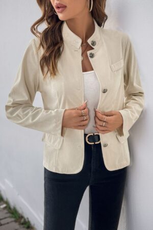 Charlesies Perfee Button-Up Mock Neck Jacket